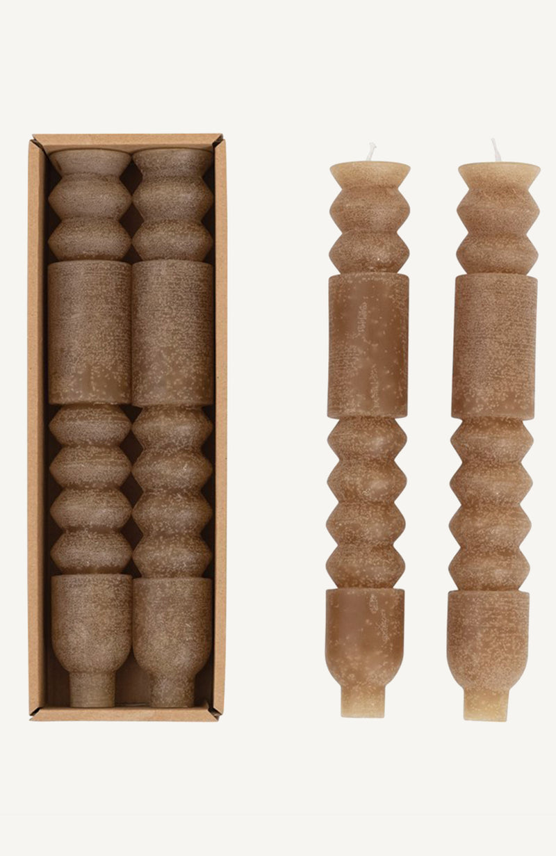 Taupe Taper Candles, Set of 2